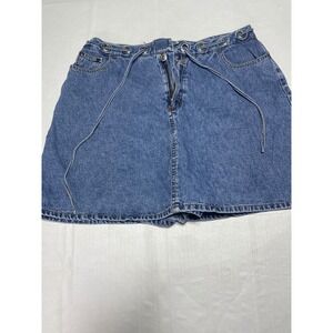 NorthCrest Vintage Denim Skort Size 16 Medium Wash Grommet Waist Cotton Mini